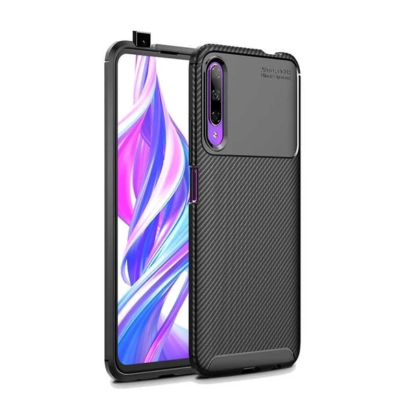Smcase Huawei P Smart Pro Kılıf Negro Karbon Dokulu Silikon ürün görseli 1