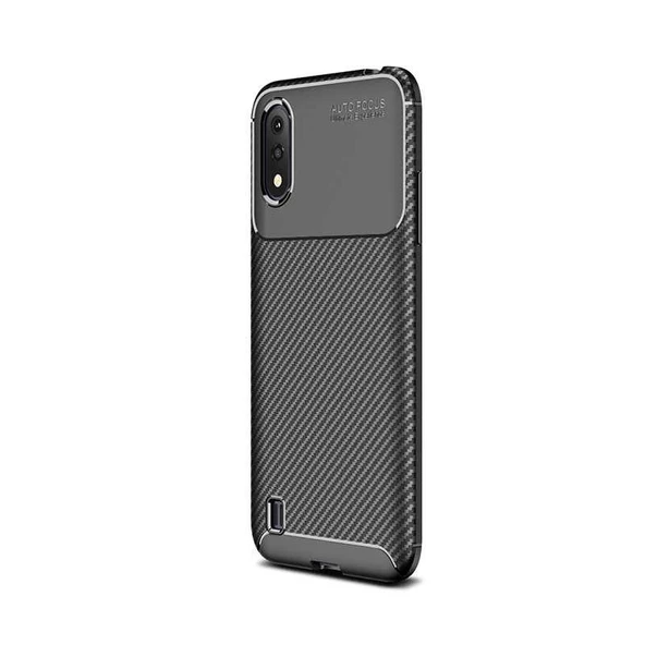 Smcase Samsung Galaxy A01 Kılıf Negro Karbon Silikon  Tam Kapatan Ekran Koruyucu ürün görseli 1