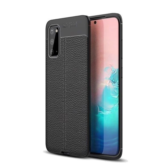 Smcase Samsung Galaxy S20 Plus Kılıf Deri Dokulu Silikon  Tam Kapatan Ekran Koruyucu ürün görseli 1
