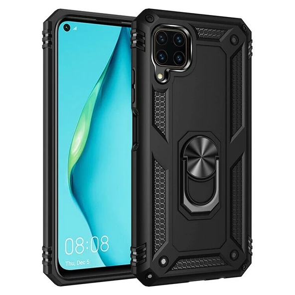 Smcase Huawei P40 Lite Kılıf Vega Yüzüklü Tank Kapak  Nano Ekran Koruyucu ürün görseli 1
