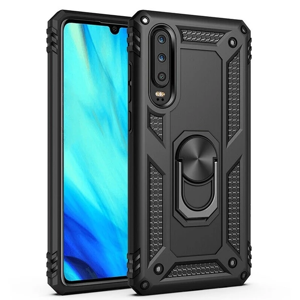 Smcase Huawei P Smart Pro Kılıf Vega Yüzüklü Tank Kapak ürün görseli 1