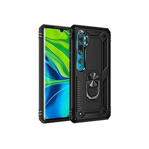 Smcase  Xiaomi Mi Note 10 Lite Kılıf Vega Yüzüklü Tank Kapak  Pet Tpu Ekran Koruyucu ürün görseli 1
