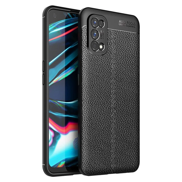 Smcase Realme 7 Pro Kılıf Deri Dokulu Silikon  Nano Ekran Koruyucu ürün görseli 1