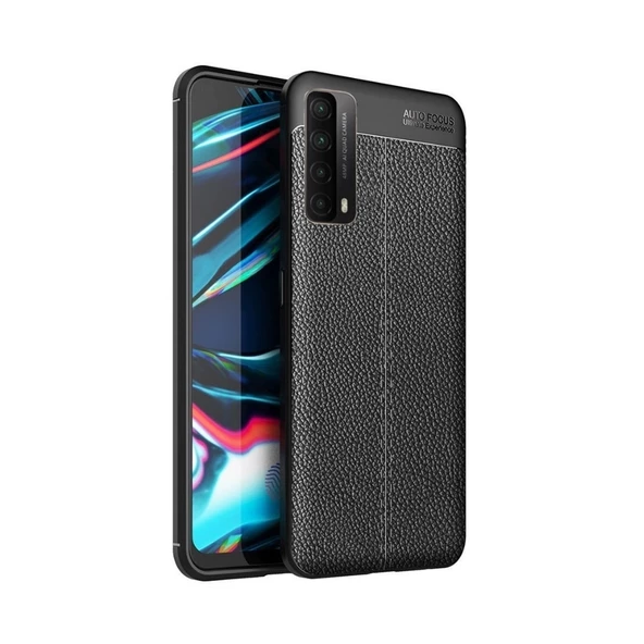 Smcase Huawei P Smart 2021 Kılıf Deri Dokulu Silikon  Nano Ekran Koruyucu ürün görseli 1