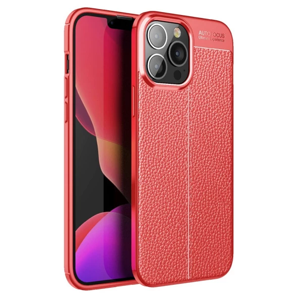Smcase iPhone 13 Pro Kılıf Deri Dokulu Silikon  Nano Ekran Koruyucu ürün görseli 1