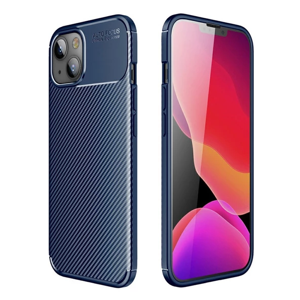 Smcase iPhone 13 Mini Kılıf Negro Karbon Silikon - Resim 7