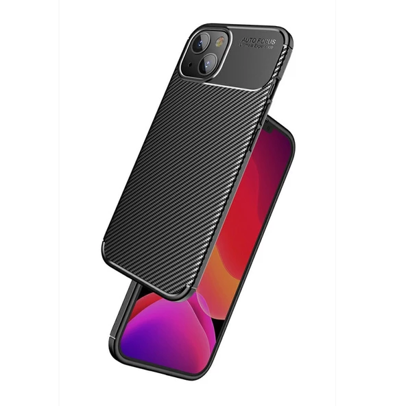 Smcase iPhone 13 Mini Kılıf Negro Karbon Silikon - Resim 6