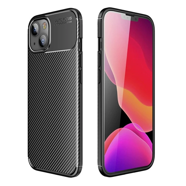Smcase iPhone 13 Mini Kılıf Negro Karbon Silikon  Nano Ekran Koruyucu ürün görseli 1