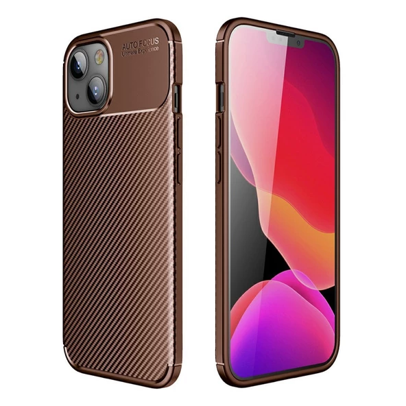 Smcase iPhone 13 Mini Kılıf Negro Karbon Silikon - Resim 4