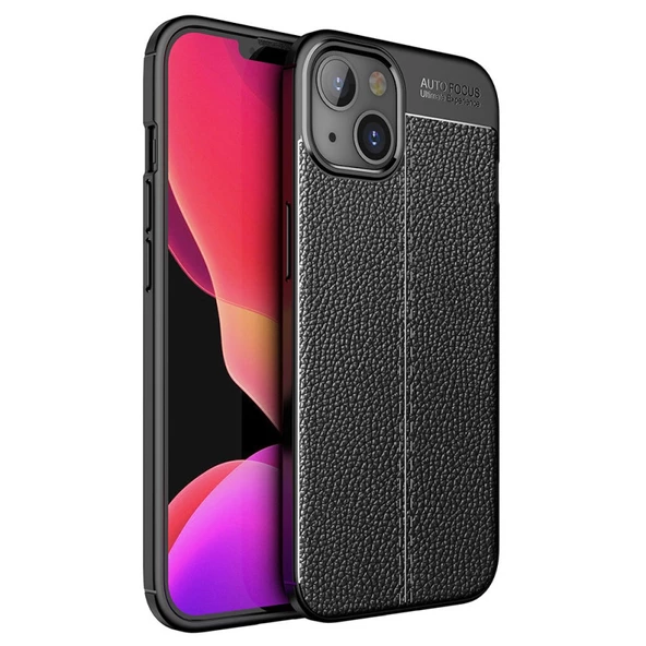 Smcase iPhone 13 Mini Kılıf Deri Dokulu Silikon  Nano Ekran Koruyucu ürün görseli 1