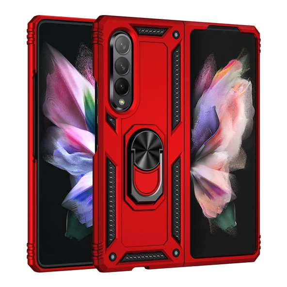 Smcase Samsung Galaxy Z Fold3 5g Kılıf Vega Yüzüklü Çift Katmanlı Tank Kılıf ürün görseli 1