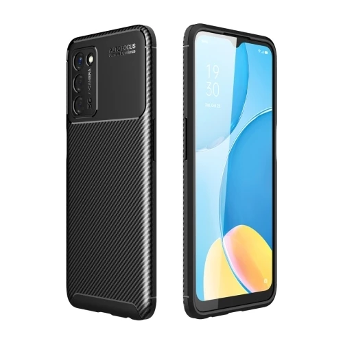 Smcase Oppo A55 5G Kılıf Kamera Korumalı Karbon Dokulu Silikon  Nano Ekran Koruyucu ürün görseli 1