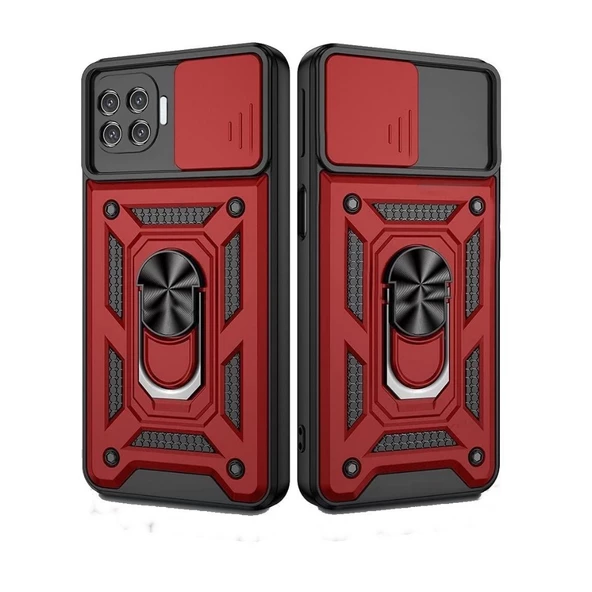 Smcase Oppo Reno4 Lite Kılıf Kamera Korumalı Yüzüklü Tank Pars Silikon ürün görseli 1