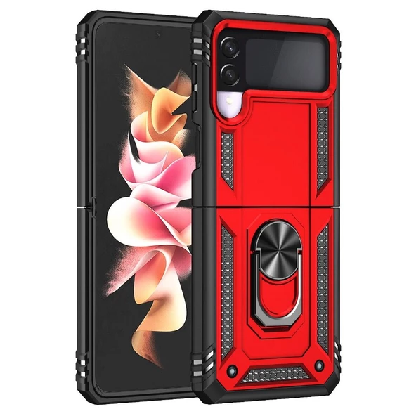 Smcase Samsung Galaxy Z Flip3 5G Kılıf Vega Yüzüklü Tank Silikon ürün görseli 1