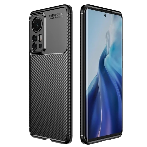 Smcase Xiaomi 12 Kılıf Kamera Korumalı Negro Karbon Dokulu Silikon ürün görseli 1