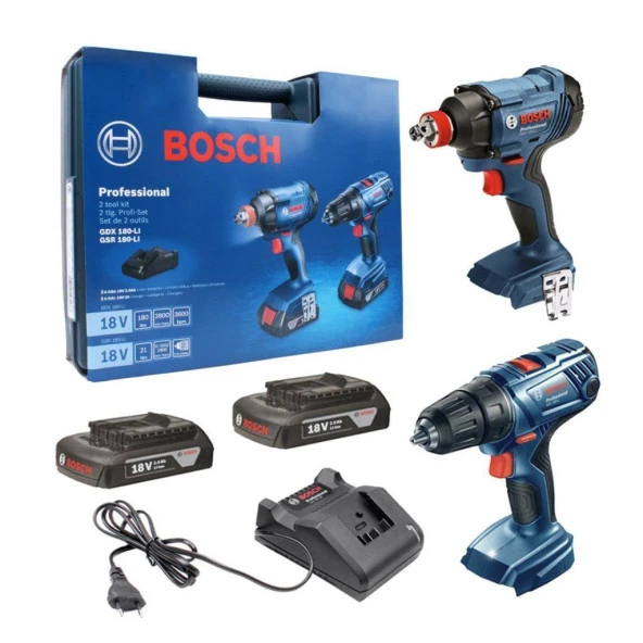 Bosch Gsr 180-LI + Gdx 180-LI(2X1.5AH) - ŞARJLI MATKAP İKİLİ SET ürün görseli 1
