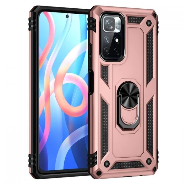 Smcase Xiaomi Redmi Note 11 5G Kılıf Vega Yüzüklü Tank Silikon  Nano Ekran Koruyucu ürün görseli 1