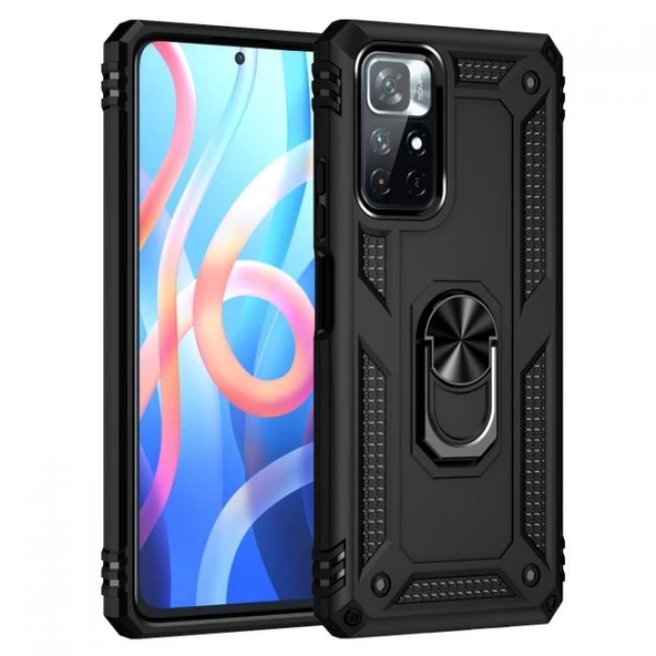 Smcase Xiaomi Redmi Note 11 5G Kılıf Vega Yüzüklü Tank Silikon ürün görseli 1