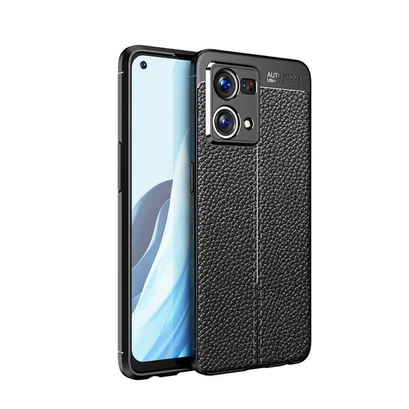 Smcase Oppo Reno 7 4G Kılıf Kamera Korumalı Deri Dokulu Silikon ürün görseli 1