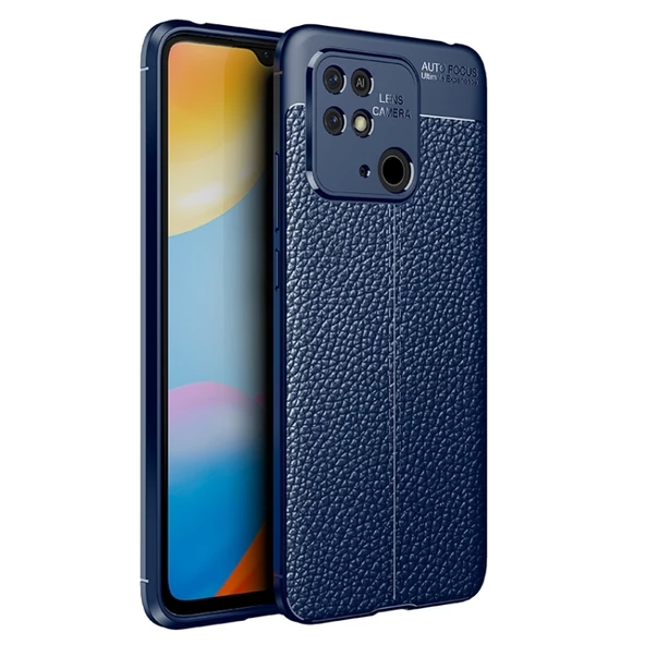 Smcase Xiaomi Redmi 10c Kılıf Kamera Korumalı Deri Dokulu Silikon  Nano Ekran Koruyucu ürün görseli 1