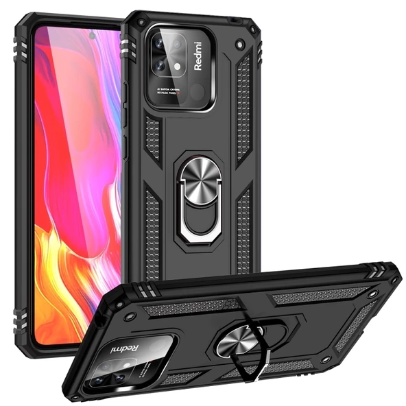 Smcase Xiaomi Redmi 10c Kılıf Vega Yüzüklü Tank Silikon ürün görseli 1