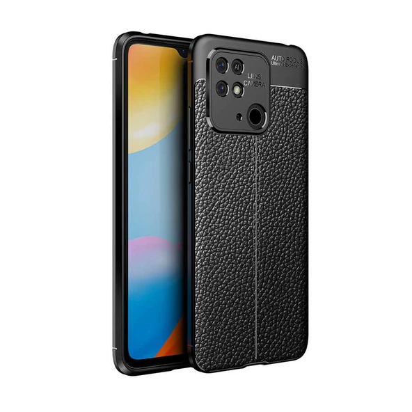 Smcase Xiaomi Poco C40 Kılıf Kamera Korumalı Deri Dokulu Silikon  Nano Ekran Koruyucu ürün görseli 1