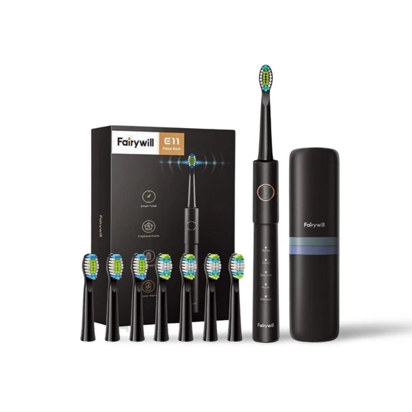 Fairywill E11 Sonic Şarj Edilebilir Diş Fırçası 5 Farklı Temizleme Modu + 8 Yedek Başlıklı Seyahat Kiti ürün görseli 1