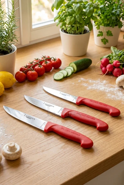 Lazbisa Silver Serisi Mutfak Bıçak Seti Et Ekmek Sebze Meyve Bıçağı 3 Lü Set Günlük Kullanım ( Mtf-215) ürün görseli 1