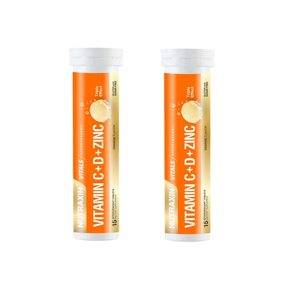 Nutraxin Vitamin C D Ve Çinko Üçlü Etki 15 Efervesan Tablet 2 ADET ürün görseli 1