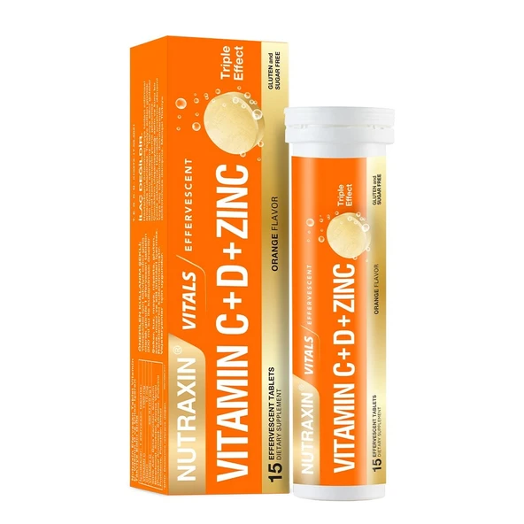 Nutraxin Vitamin C D Ve Çinko Üçlü Etki 15 Efervesan Tablet ürün görseli 1