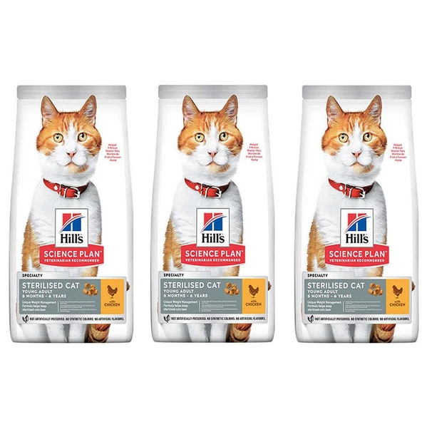 Hills Sterilised Kısırlaştırılmış Tavuklu Kedi Maması 1,5 Kg 3 Adet ürün görseli 1