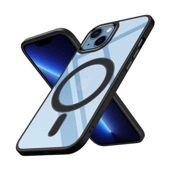 Smcase iPhone 14 Kılıf Manyetik Wiriless Destekli Krom Silikon  Wiriless Şarj Aleti ürün görseli 1