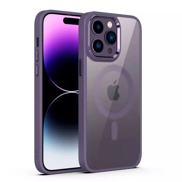 Smcase iPhone 14 Pro Kılıf Manyetik Wiriless Destekli Krom Slim Silikon ürün görseli 1