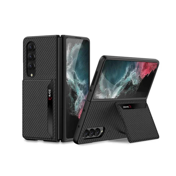 Smcase Samsung Galaxy Z Fold4 Kılıf Karbon Fiber Kartlıklı Sert Kapak ürün görseli 1