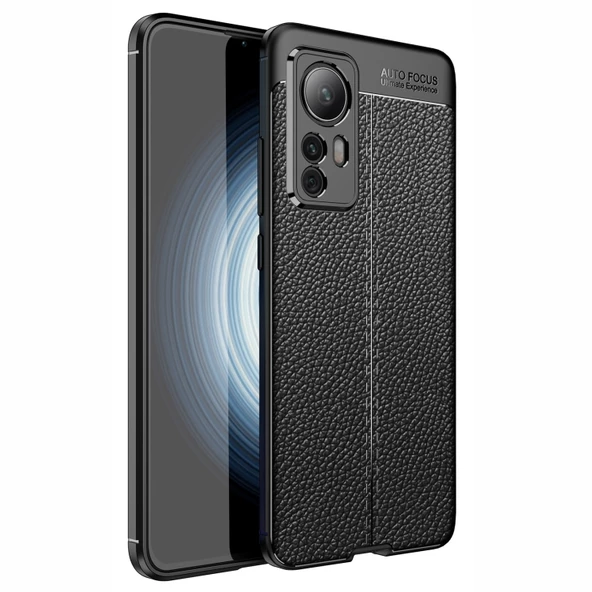 Smcase Xiaomi 12T Kılıf Kamera Korumalı Deri Dokulu Silikon  Nano Ekran Koruyucu ürün görseli 1