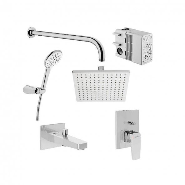 Artema Root Square Krom Ankastre Duş Seti, 6 Parça, A49280 ürün görseli 1