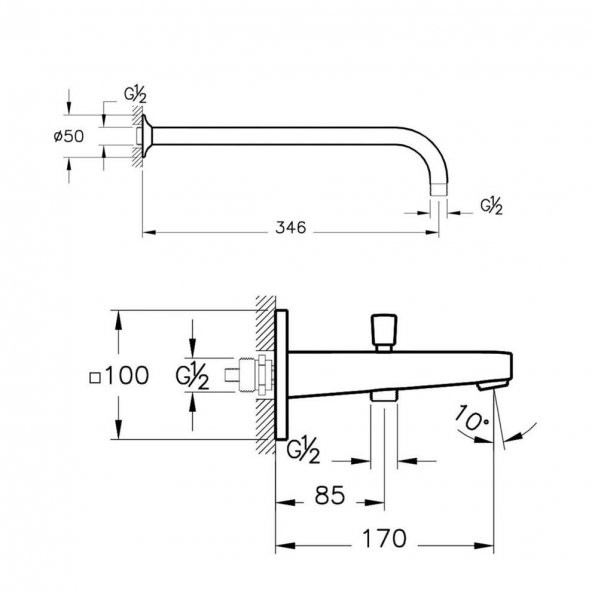 Artema Root Square Krom Ankastre Duş Seti, 6 Parça, A49280 - Resim 6