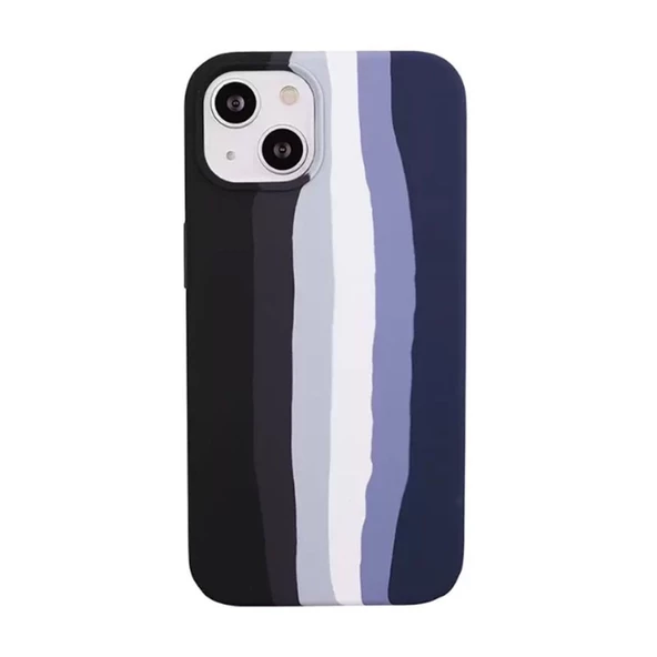 Smcase iPhone 14 Plus Kılıf Gökkuşağı Desenli Lansman Silikon ürün görseli 1