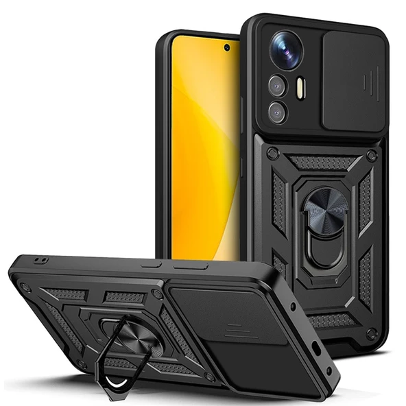 Smcase Xiaomi Mi 12 Lite Kılıf Kamera Korumalı Yüzüklü Tank Pars Silikon ürün görseli 1