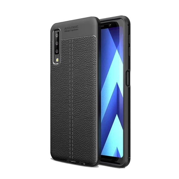 Smcase Samsung Galaxy A70 Kılıf Deri Dokulu Silikon   Nano Ekran Koruyucu ürün görseli 1
