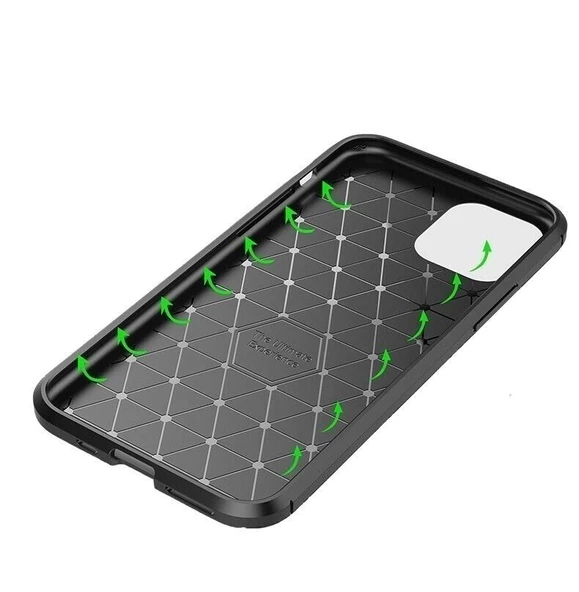 Smcase iPhone 11 Kılıf Negro Karbon Silikon - Resim 2