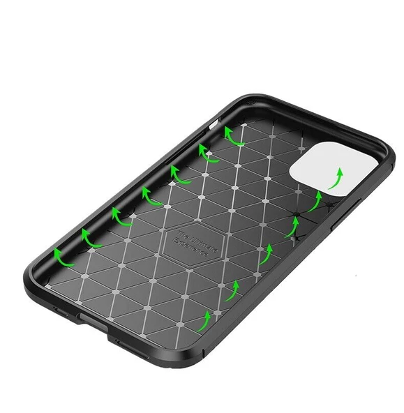 Smcase iPhone 11 Kılıf Negro Karbon Silikon - Resim 6