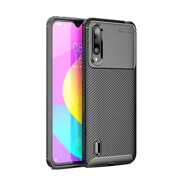 Smcase Xiaomi Mi9 Lite Kılıf Negro Karbon Desenli Silikon  Nano Ekran Koruyucu ürün görseli 1