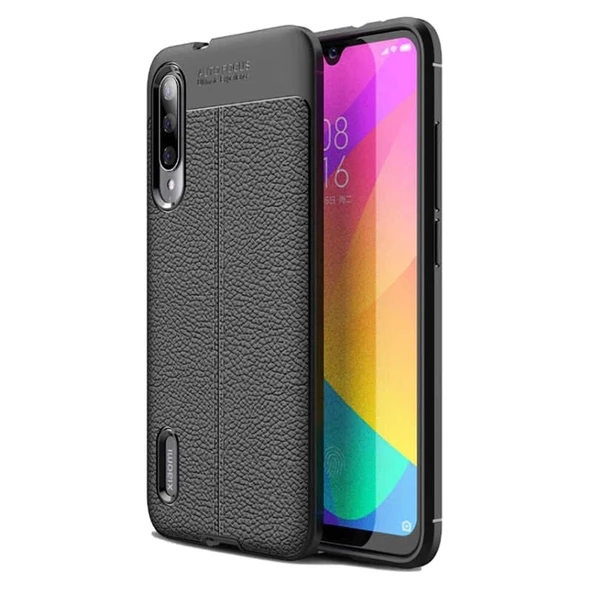 Smcase Xiaomi Mi9 Lite Kılıf Deri Dokulu Silikon  Nano Ekran Koruyucu ürün görseli 1