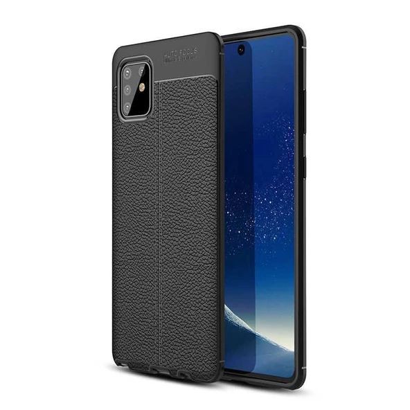 Smcase Samsung Galaxy A81 Kılıf Deri Dokulu Silikon  Nano Ekran Koruyucu ürün görseli 1