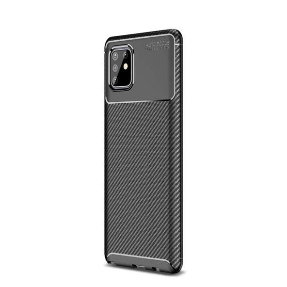 Smcase Samsung Galaxy A91 Kılıf Negro Karbon Dokulu Silikon  Nano Ekran Koruyucu ürün görseli 1