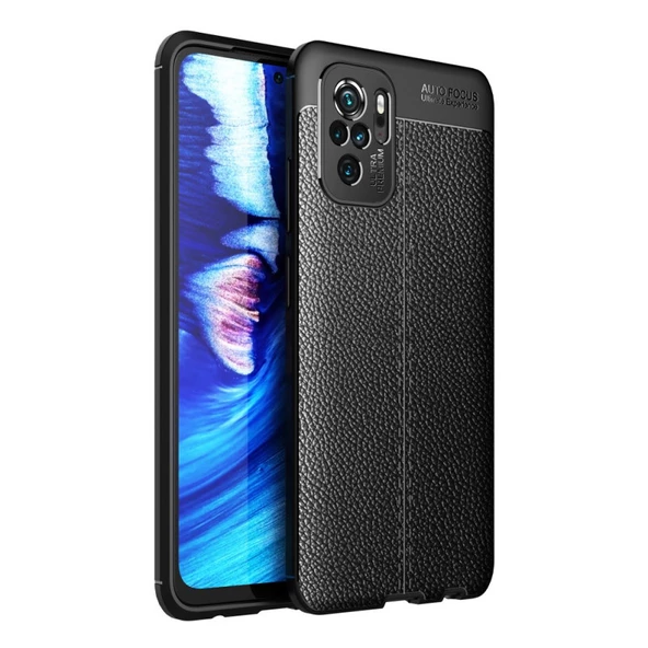 Smcase Xiaomi Redmi Note 10 Kılıf Kamera Korumalı Deri Dokulu Silikon  Nano Ekran Koruyucu ürün görseli 1