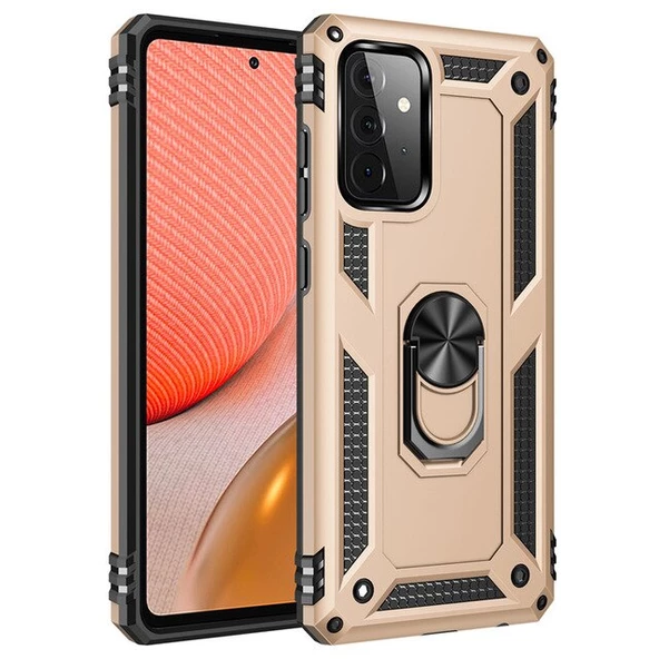 Smcase Samsung Galaxy A72 Kılıf Vega Yüzüklü Tank Kapak  Nano Ekran Koruyucu ürün görseli 1