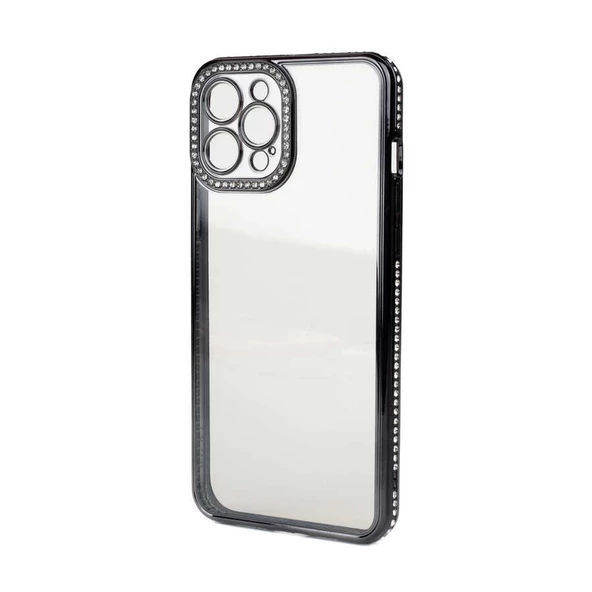 Smcase iPhone 12 Pro Max Kılıf Kamera Korumalı Taşlı Mina Lazer Kapak ürün görseli 1