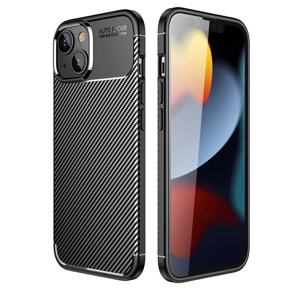 Smcase iPhone 14 Kılıf Negro Karbon Dokulu Silikon ürün görseli 1
